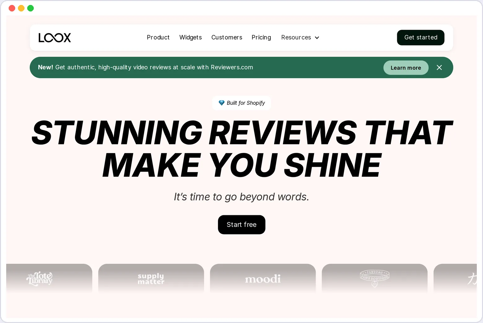 Loox homepage