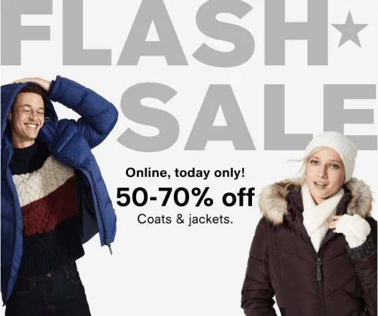 Macy's online today only flash sale at 50-70% off coats and jackets