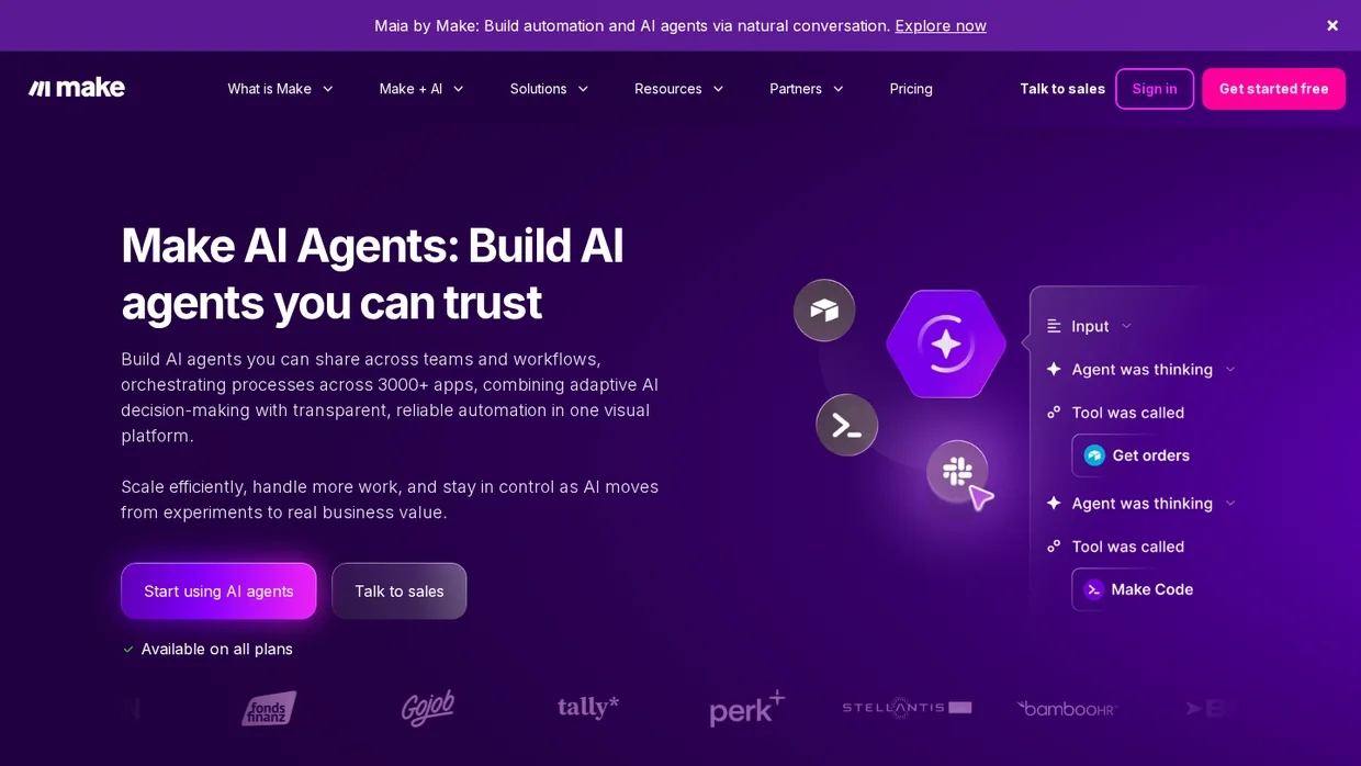 Make AI Agents page