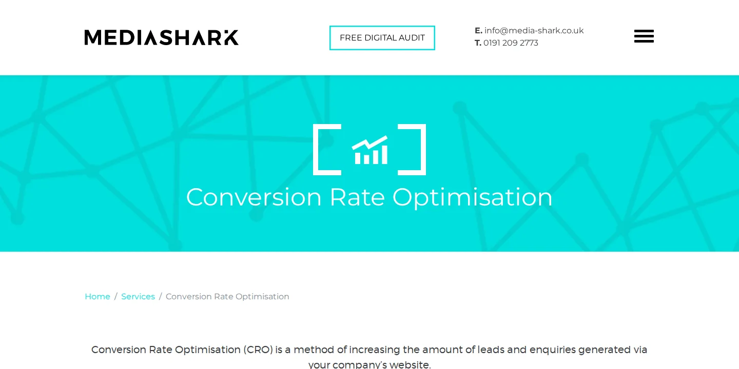 Media Shark conversion rate optimisation page