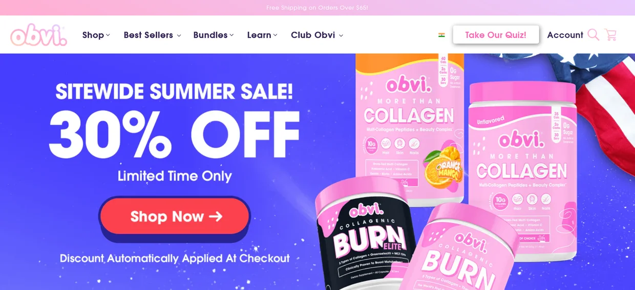 Obvi sitewide summer sale at 30% off, limited time only