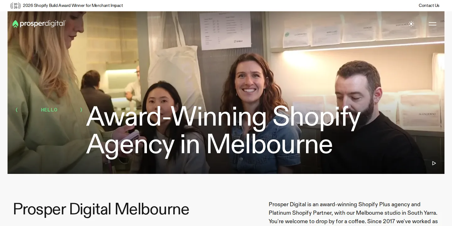 Prosper Digital Shopify agency Melbourne page