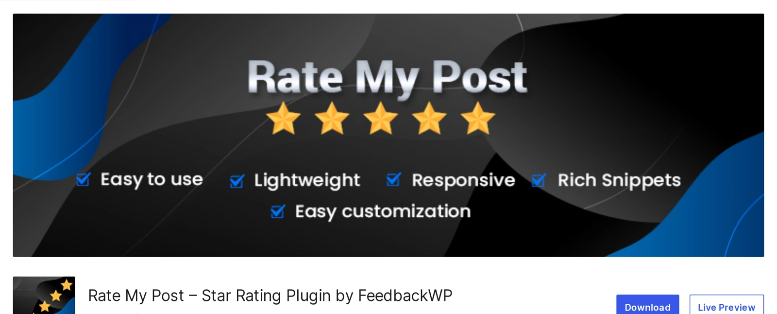 Rate My Post WordPress star rating plugin