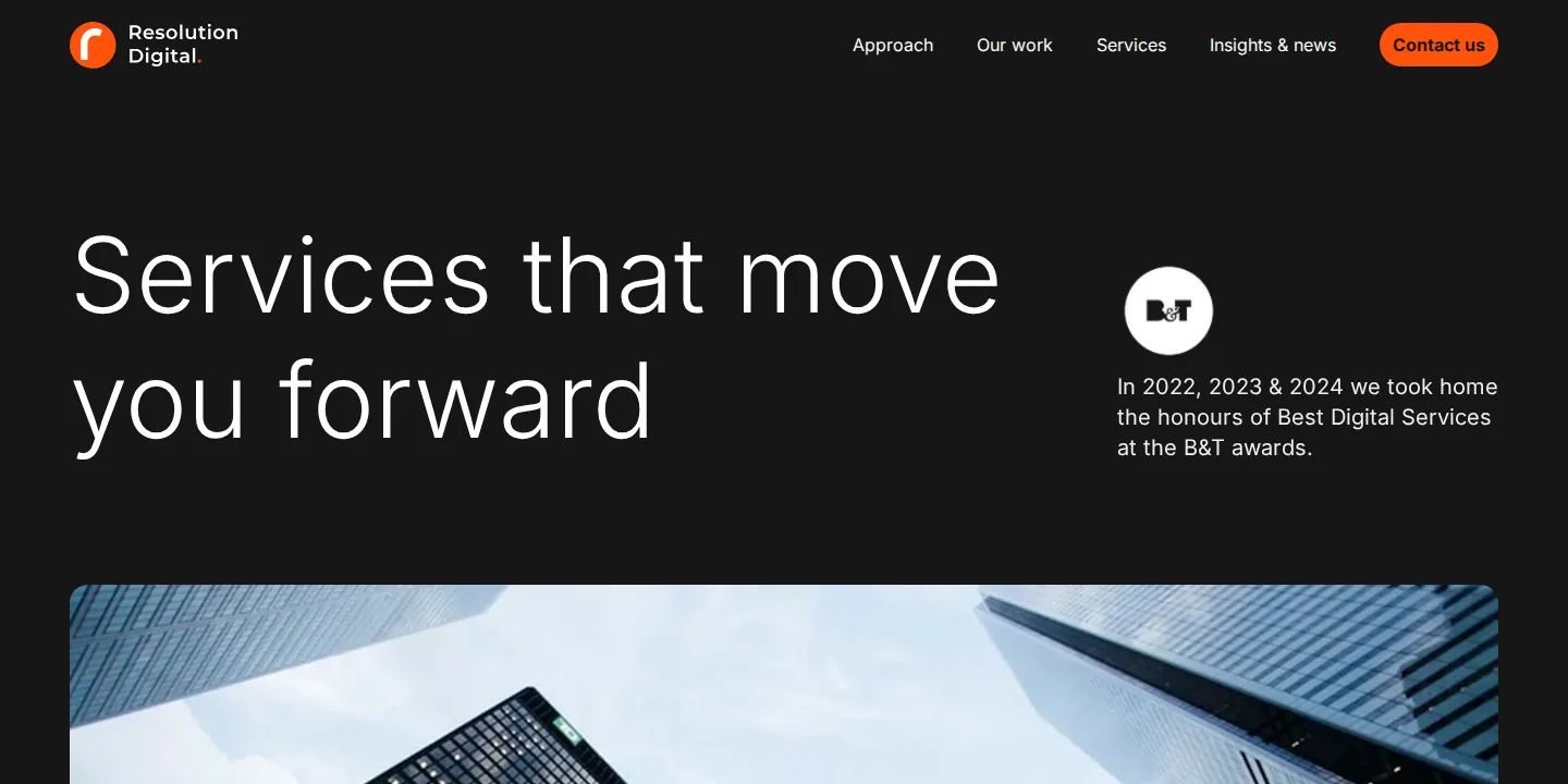 Resolution Digital services page