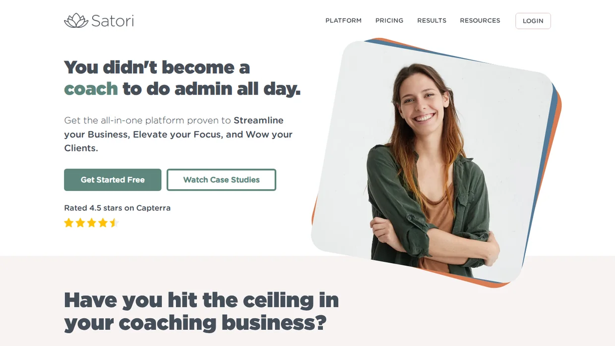 Satori coaching business platform homepage