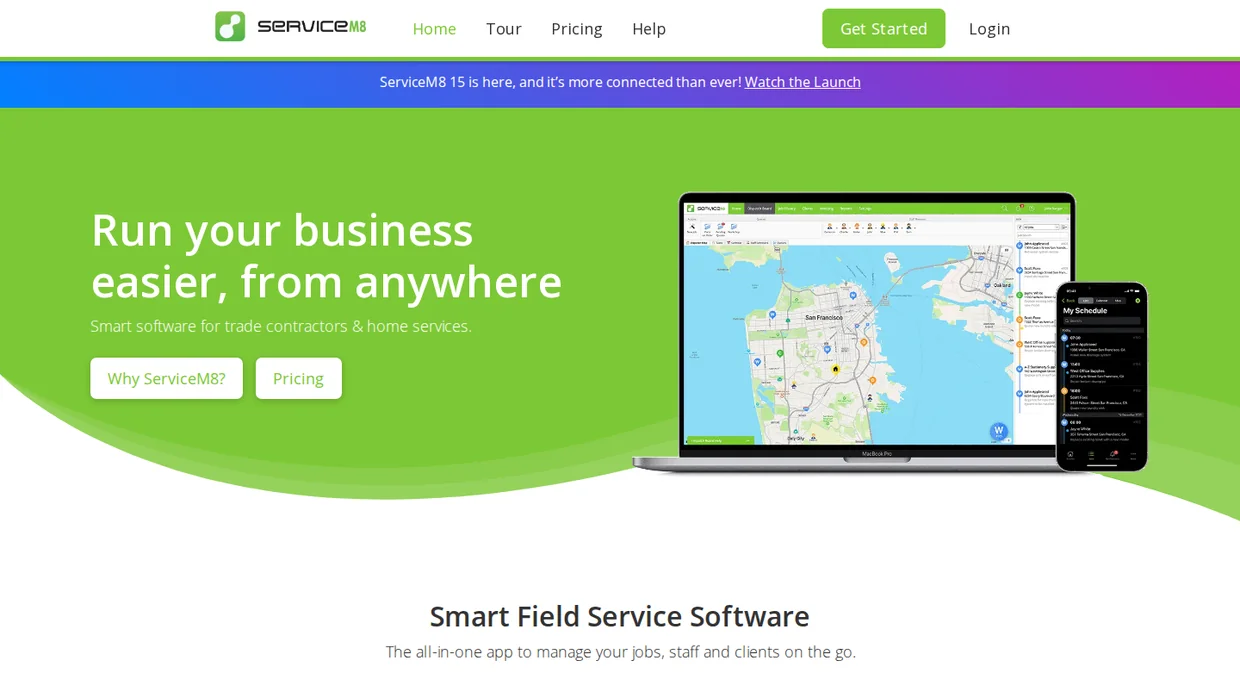 ServiceM8 field service software homepage