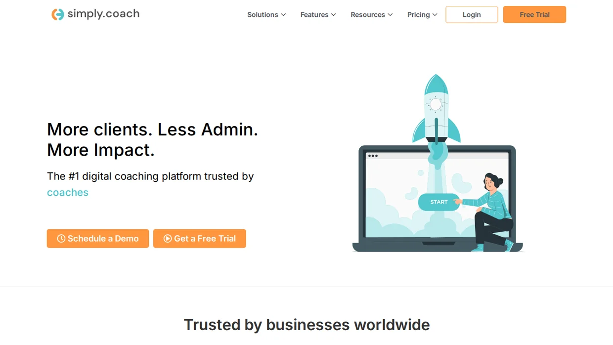 Simply.Coach digital coaching platform homepage