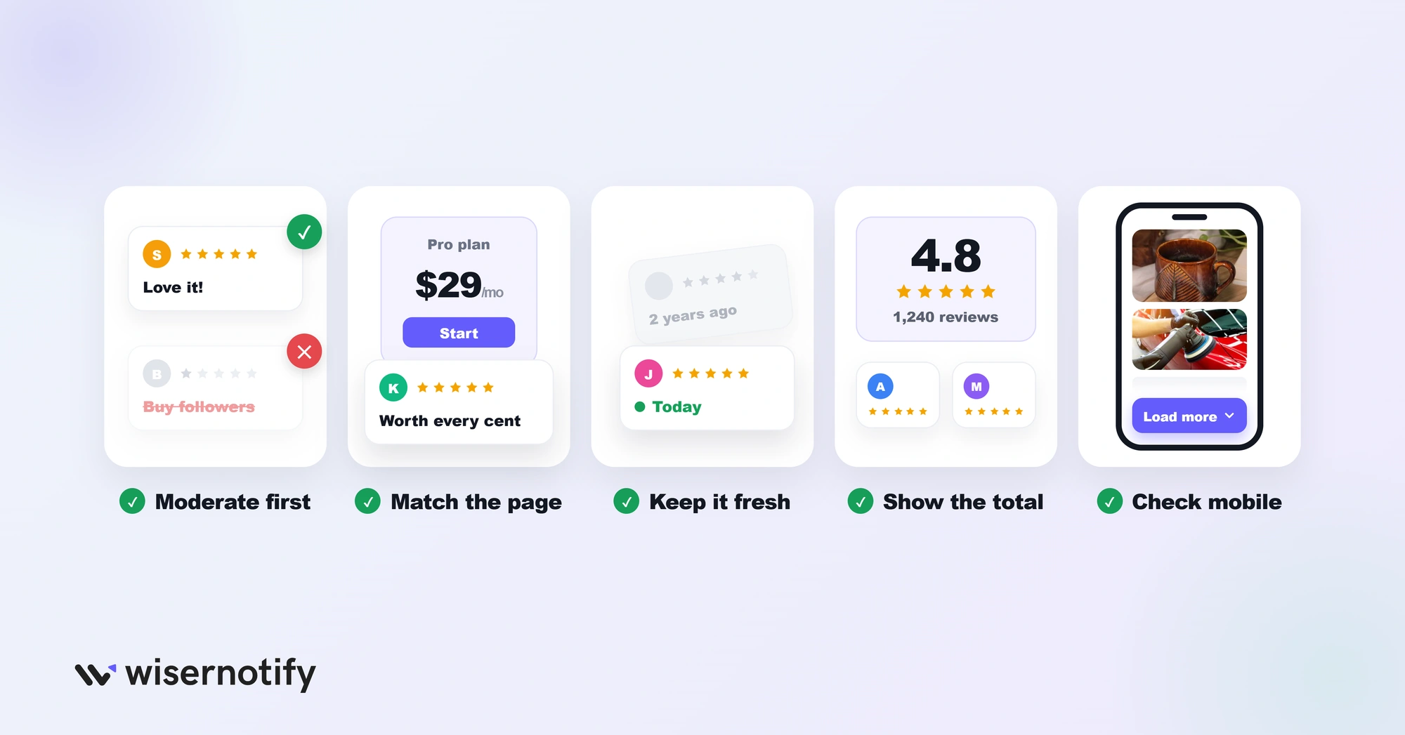Tips for a social wall that converts: moderate first, match the page, keep it fresh, show the total, check mobile