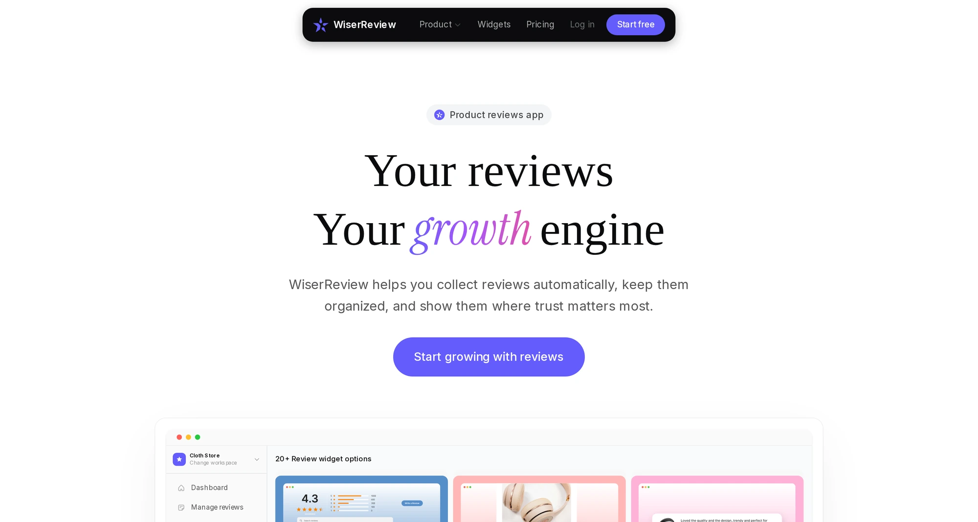 WiserReview homepage