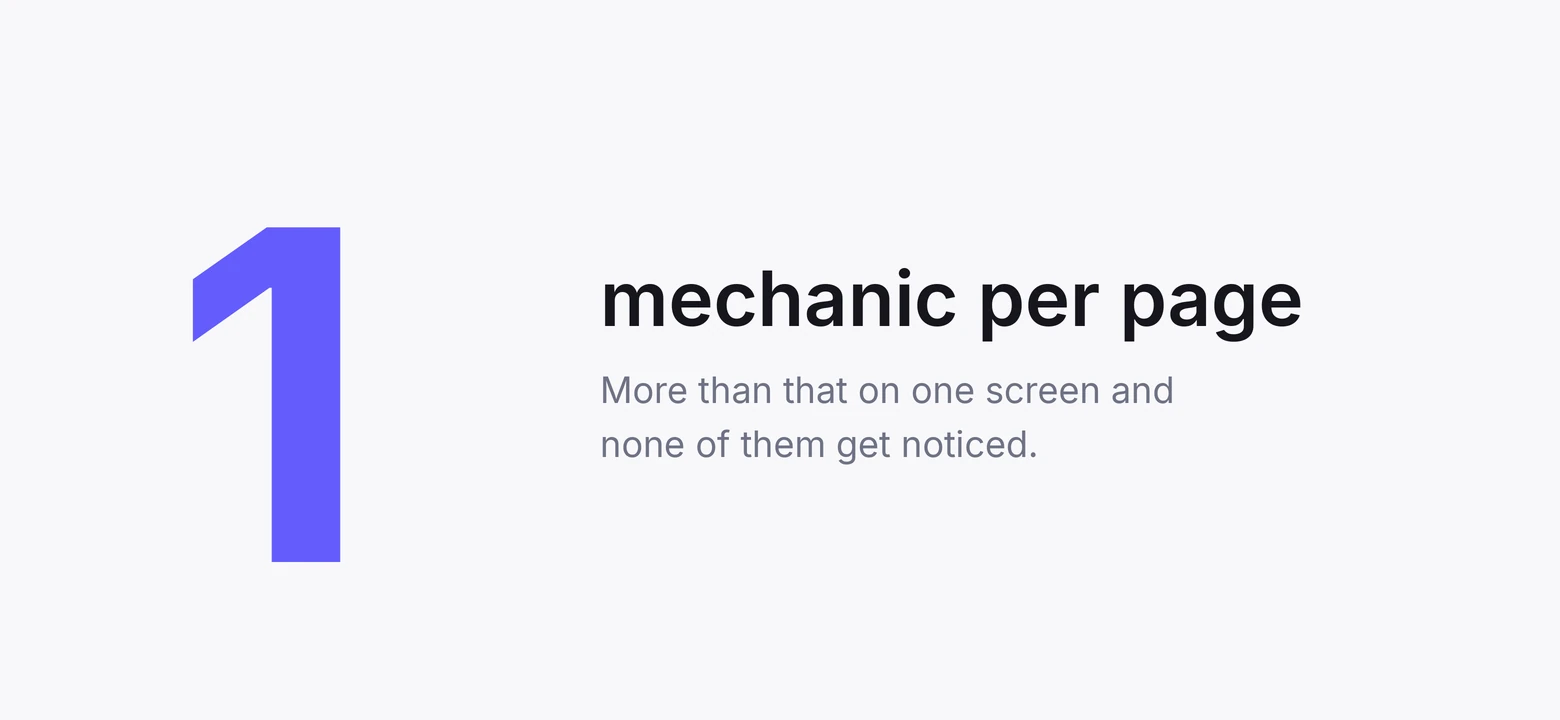 One gamification mechanic per page