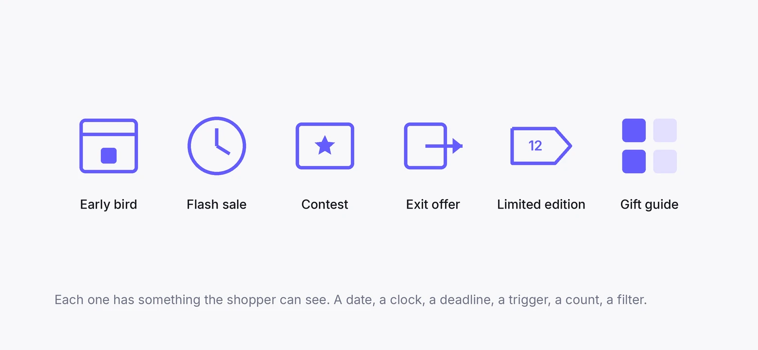 Six Halloween marketing mechanics: early bird, flash sale, contest, exit offer, limited edition, gift guide