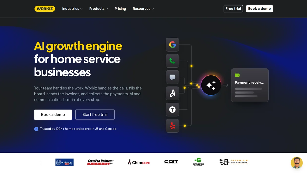 Workiz field service software homepage