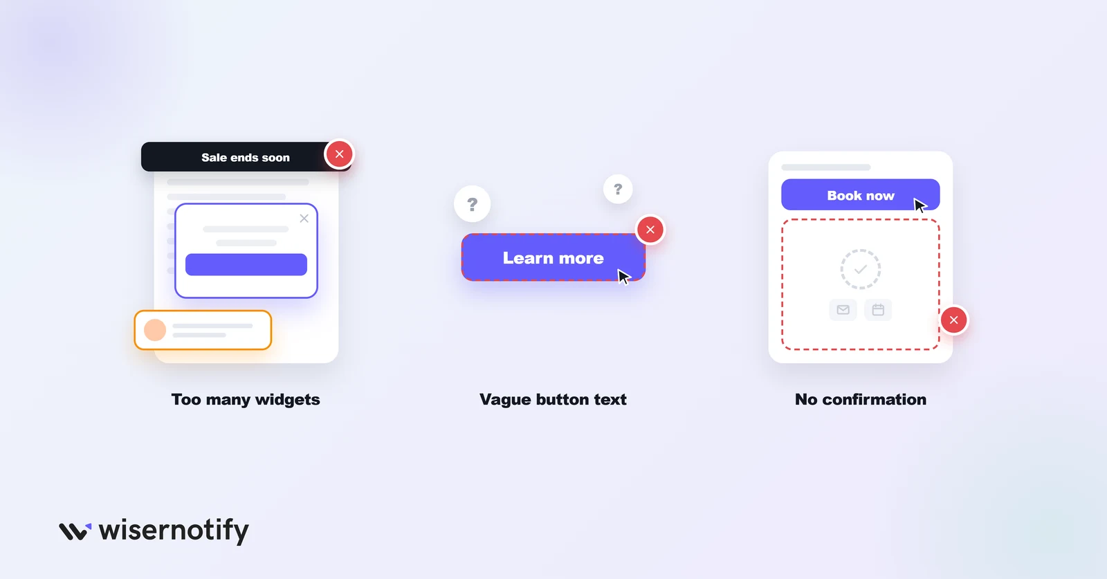 Booking widget mistakes to avoid: too many widgets, vague button text, no confirmation