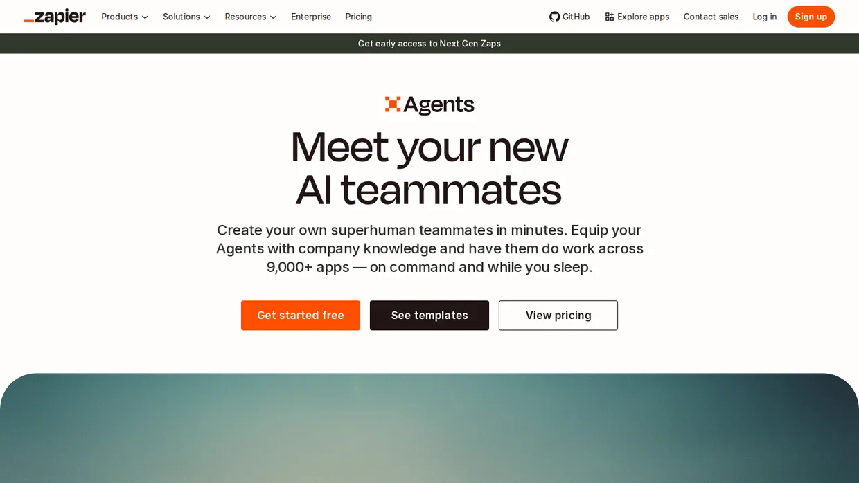 Zapier Agents page introducing AI teammates