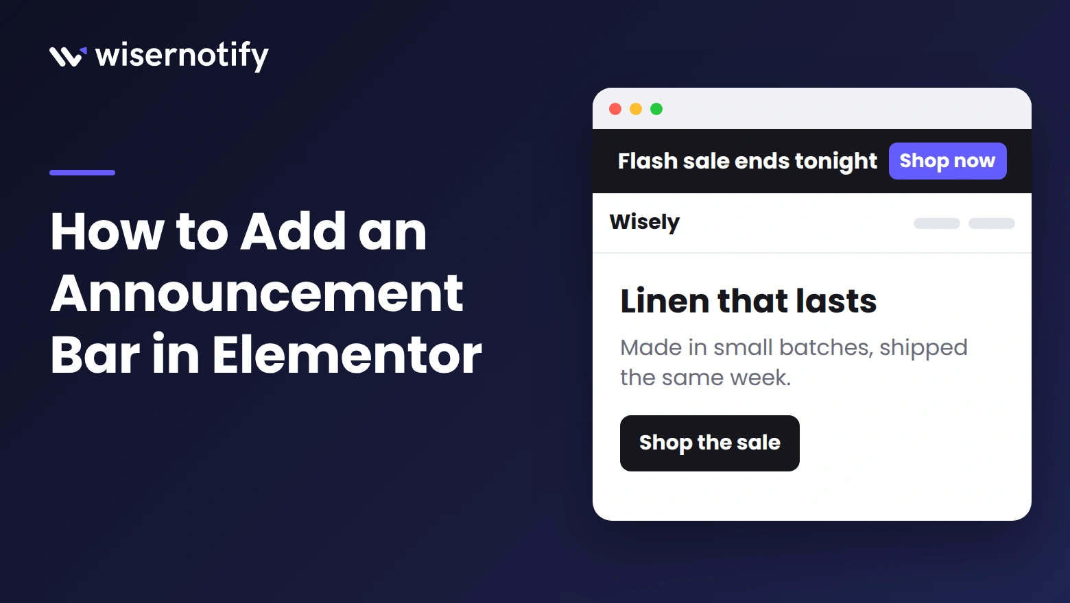 How to add an announcement bar in Elementor cover with a bar above a page header
