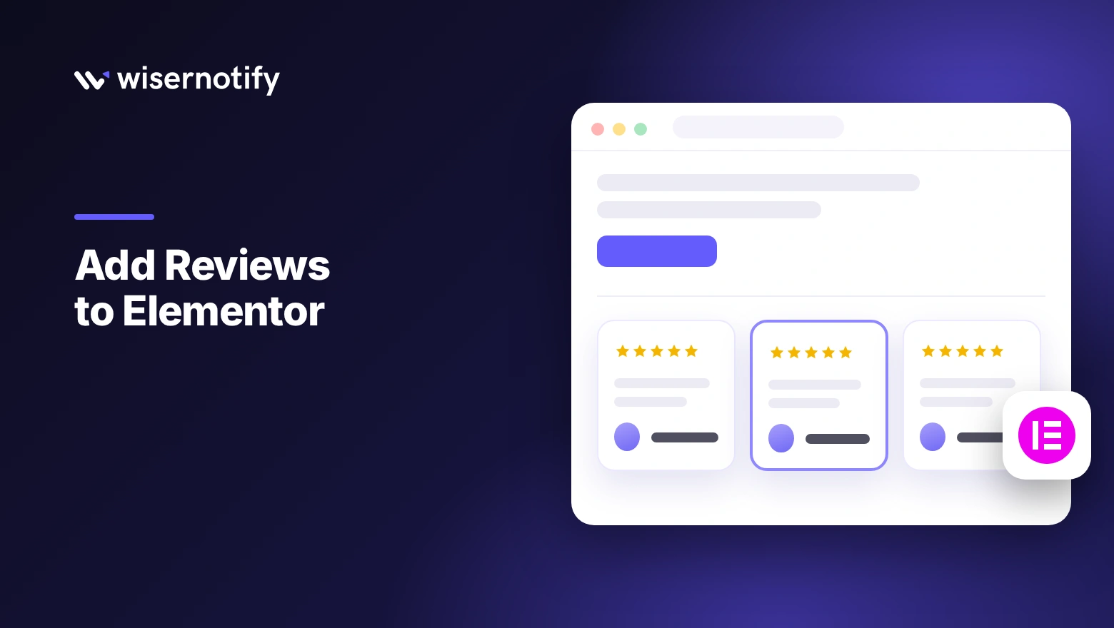 Add reviews to Elementor cover showing a page with review cards and the Elementor logo