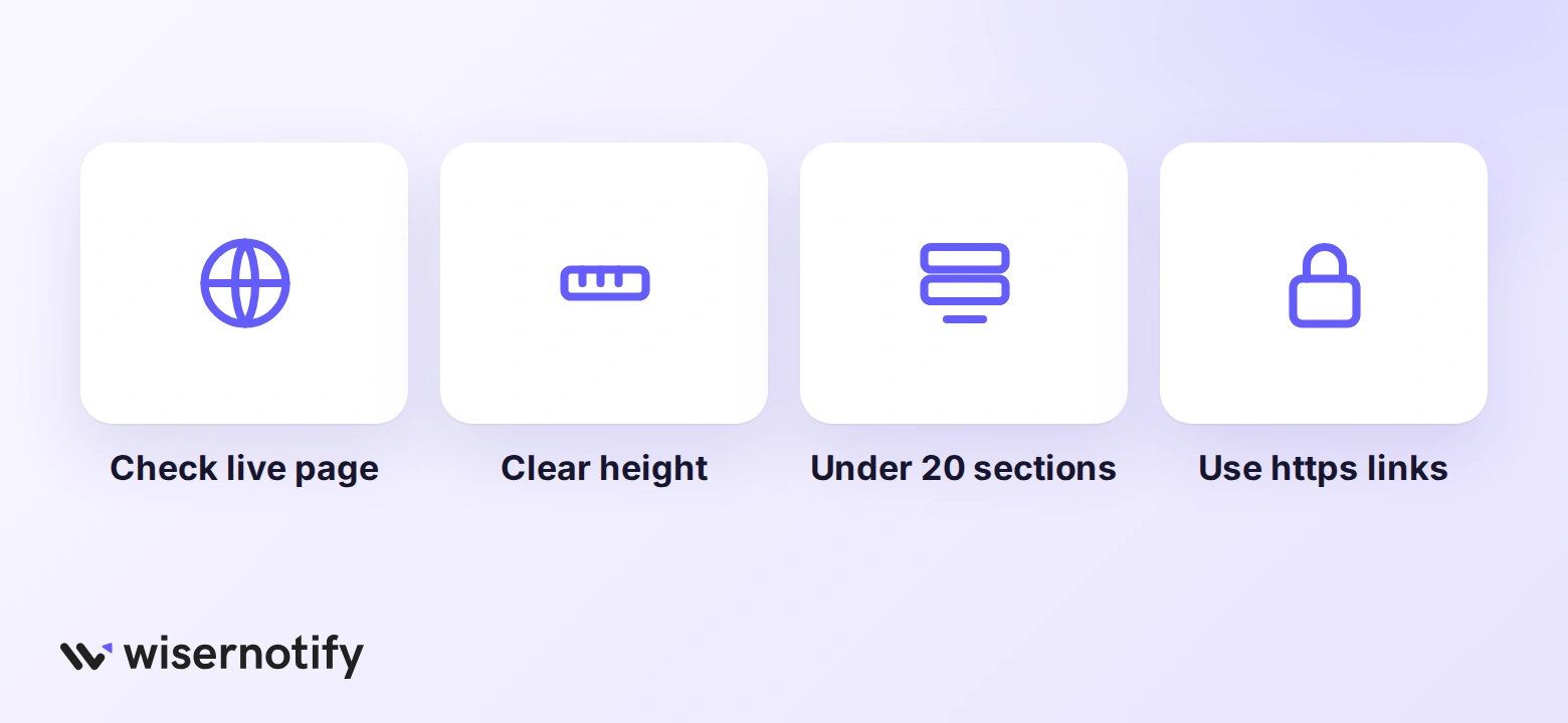 Fixes for reviews not showing on GoDaddy: check the live page, clear the forced height, stay under 20 sections, use https links