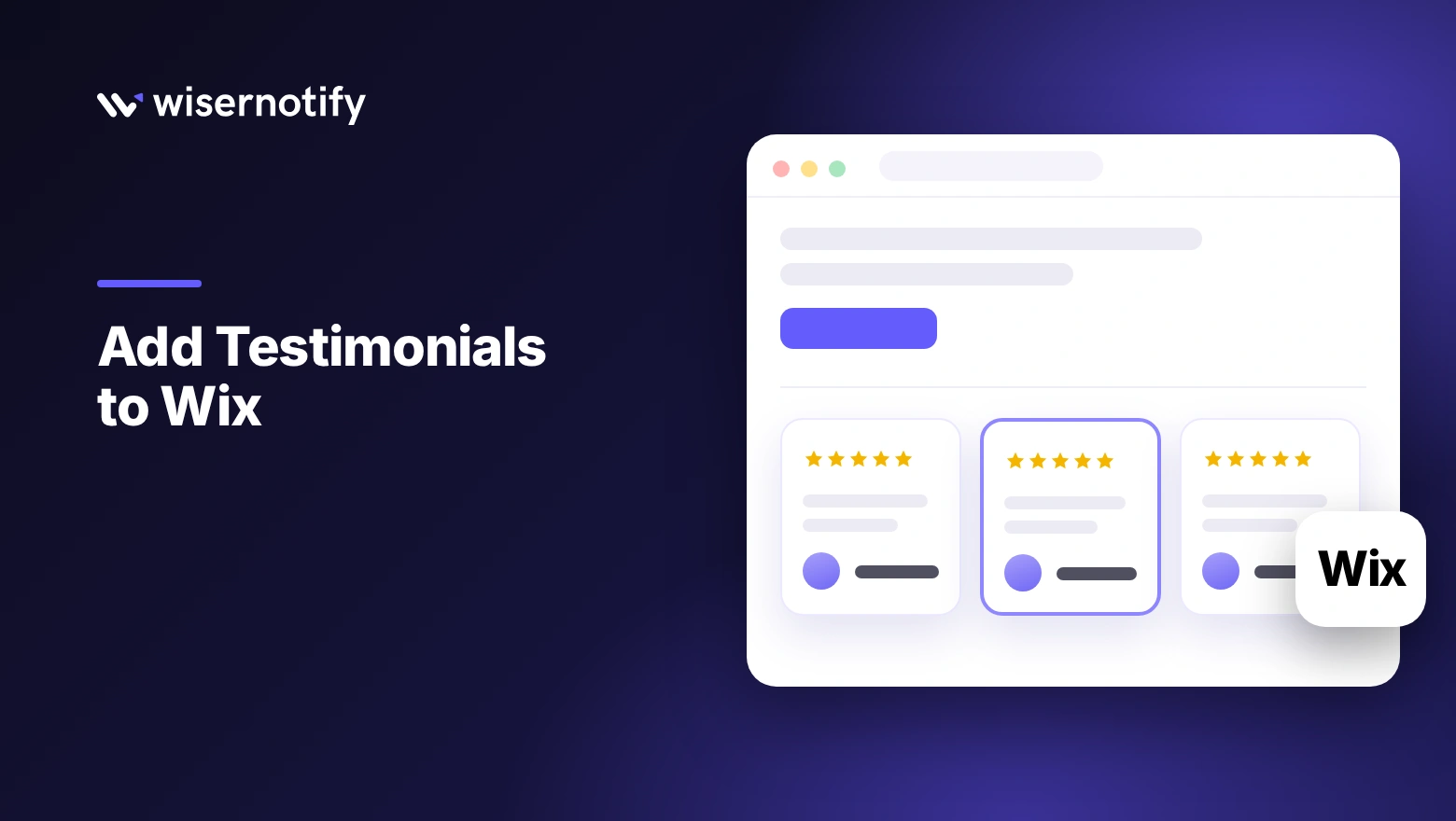 Add testimonials to Wix cover showing a page with testimonial cards and the Wix mark