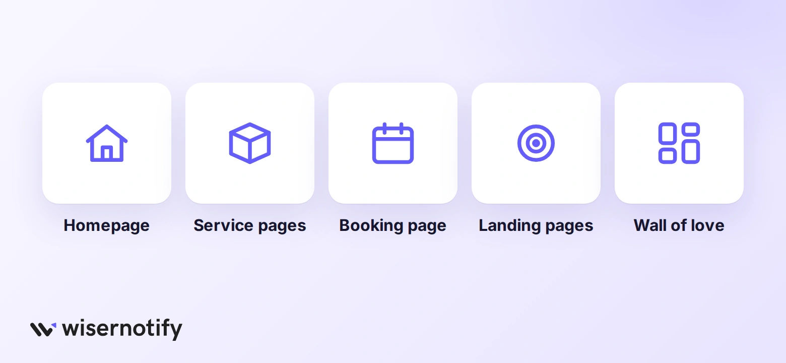 Where to show testimonials on Wix: homepage, service pages, booking page, landing pages, wall of love