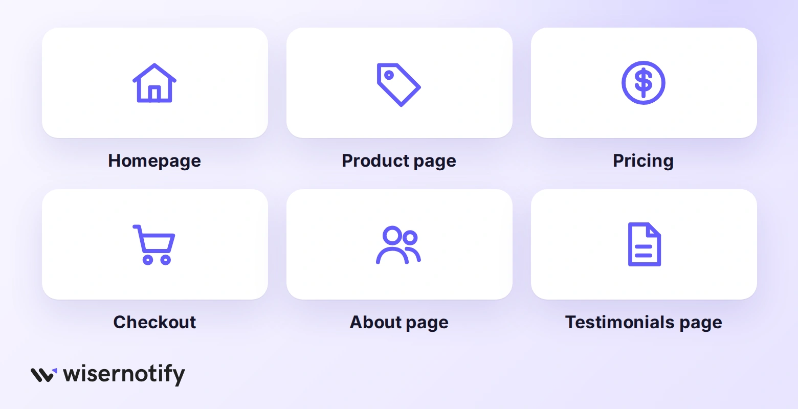 Where to put testimonials: homepage, product page, pricing, checkout, about page, testimonials page