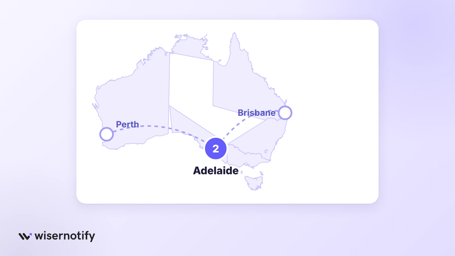 Map of Australia with two CRO agencies in Adelaide and dashed lines to remote firms in Brisbane and Perth