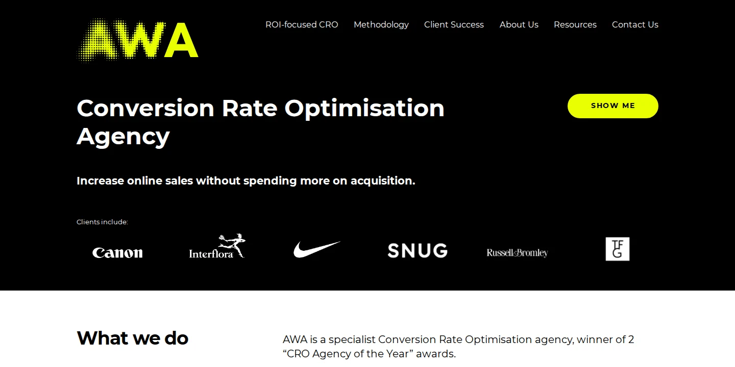 AWA Digital homepage
