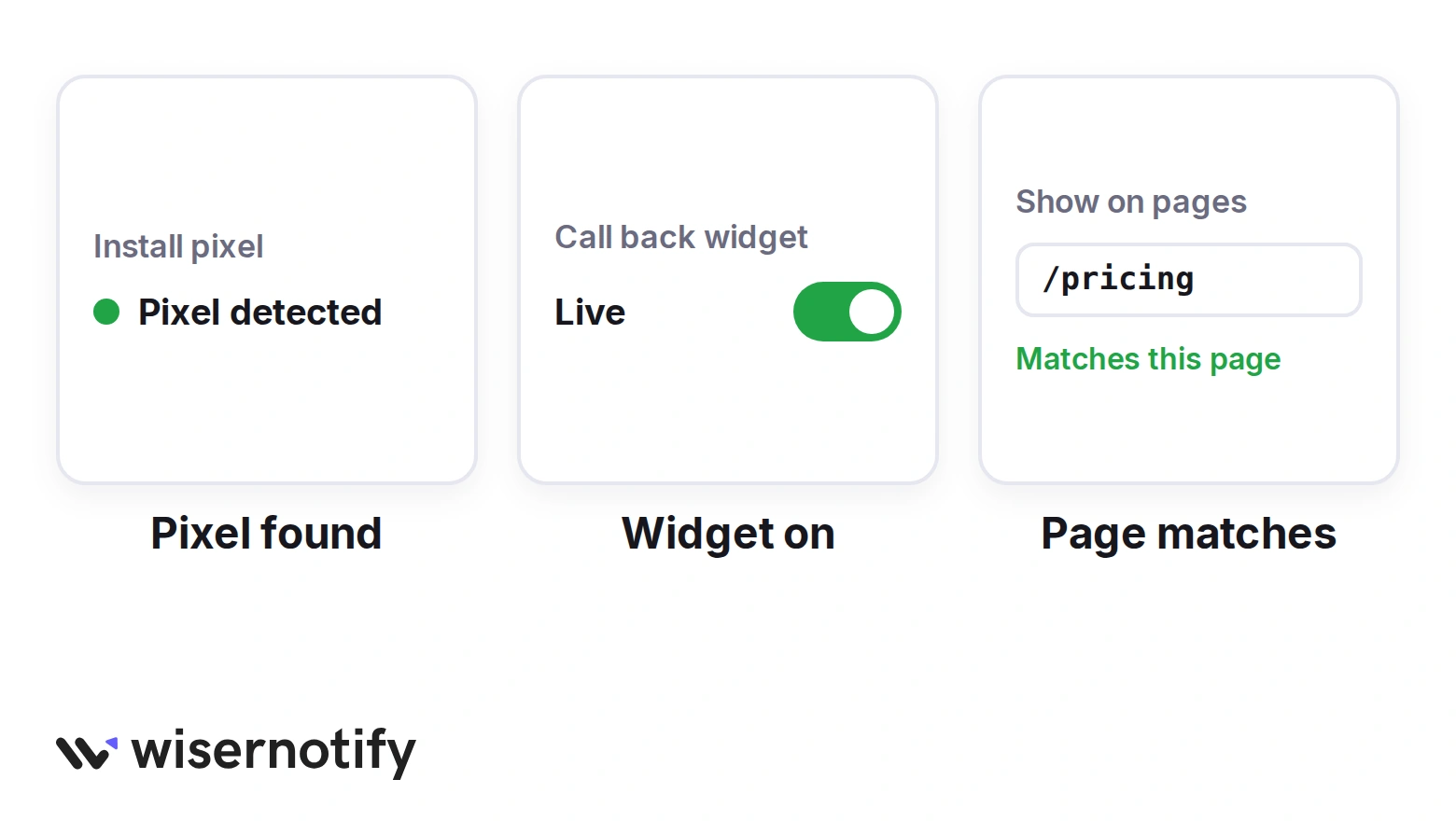 Three checks when a callback widget doesn't show: the pixel is detected, the widget is live, and the page matches the display rule