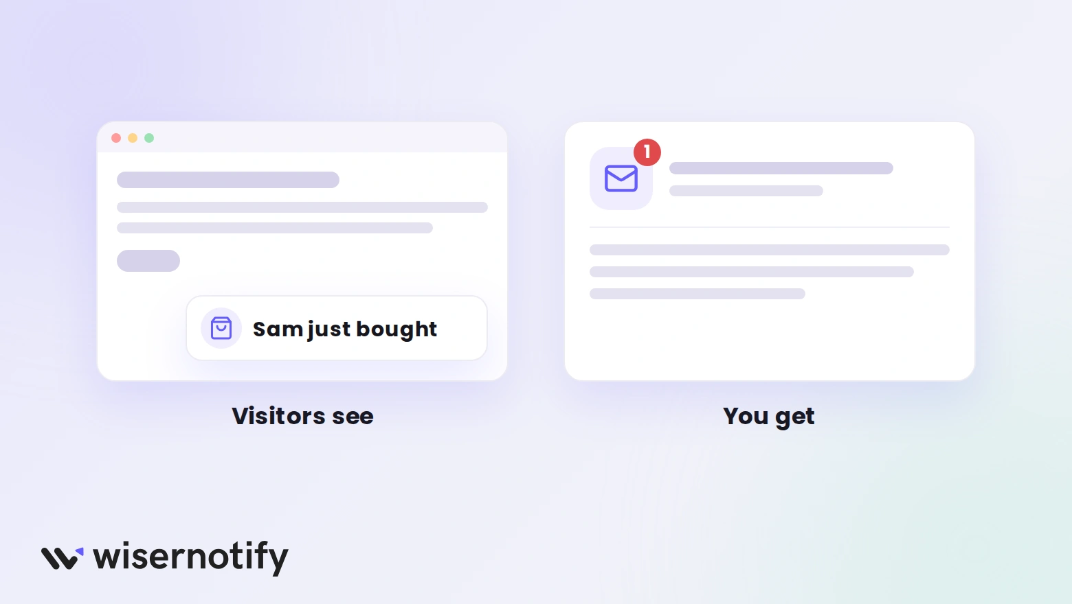 Two kinds of conversion alerts: visitors see a popup on the page, and you get an alert from ClickFunnels