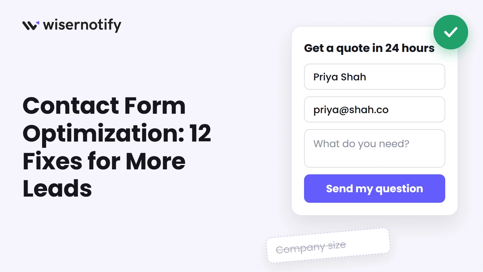 Contact form optimization cover showing a short quote form with an extra field removed