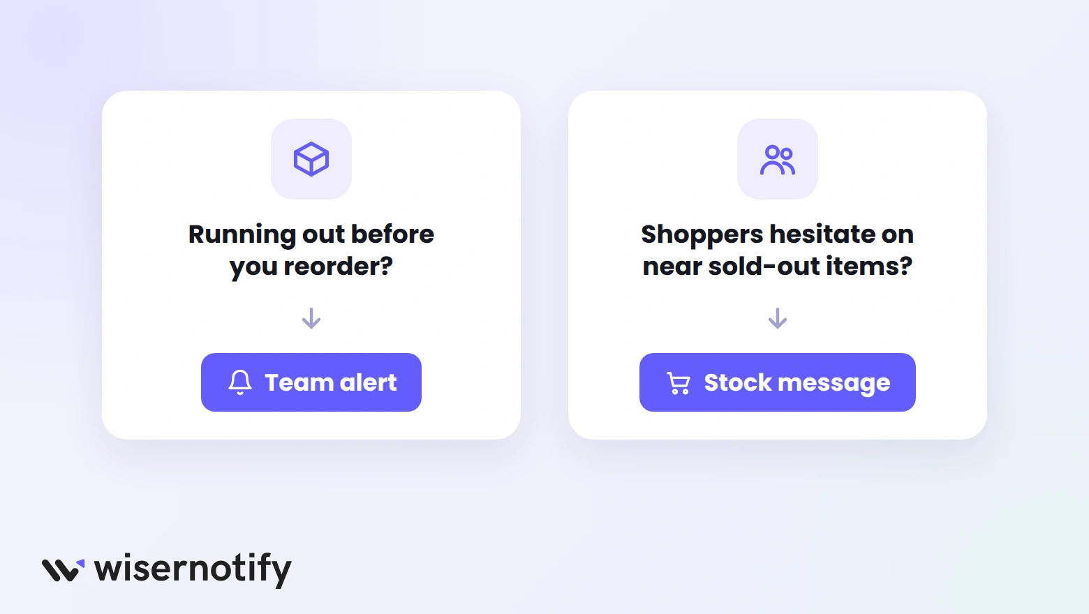 Choosing a low stock alert: running out before you reorder needs a team alert, shoppers hesitating needs a stock message