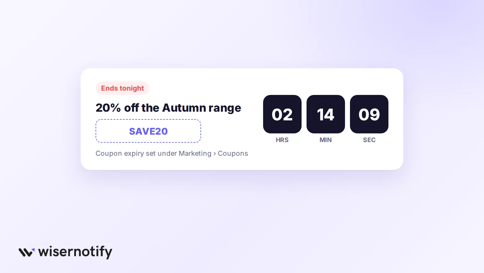 Coupon offer with a real expiry shown as a countdown timer