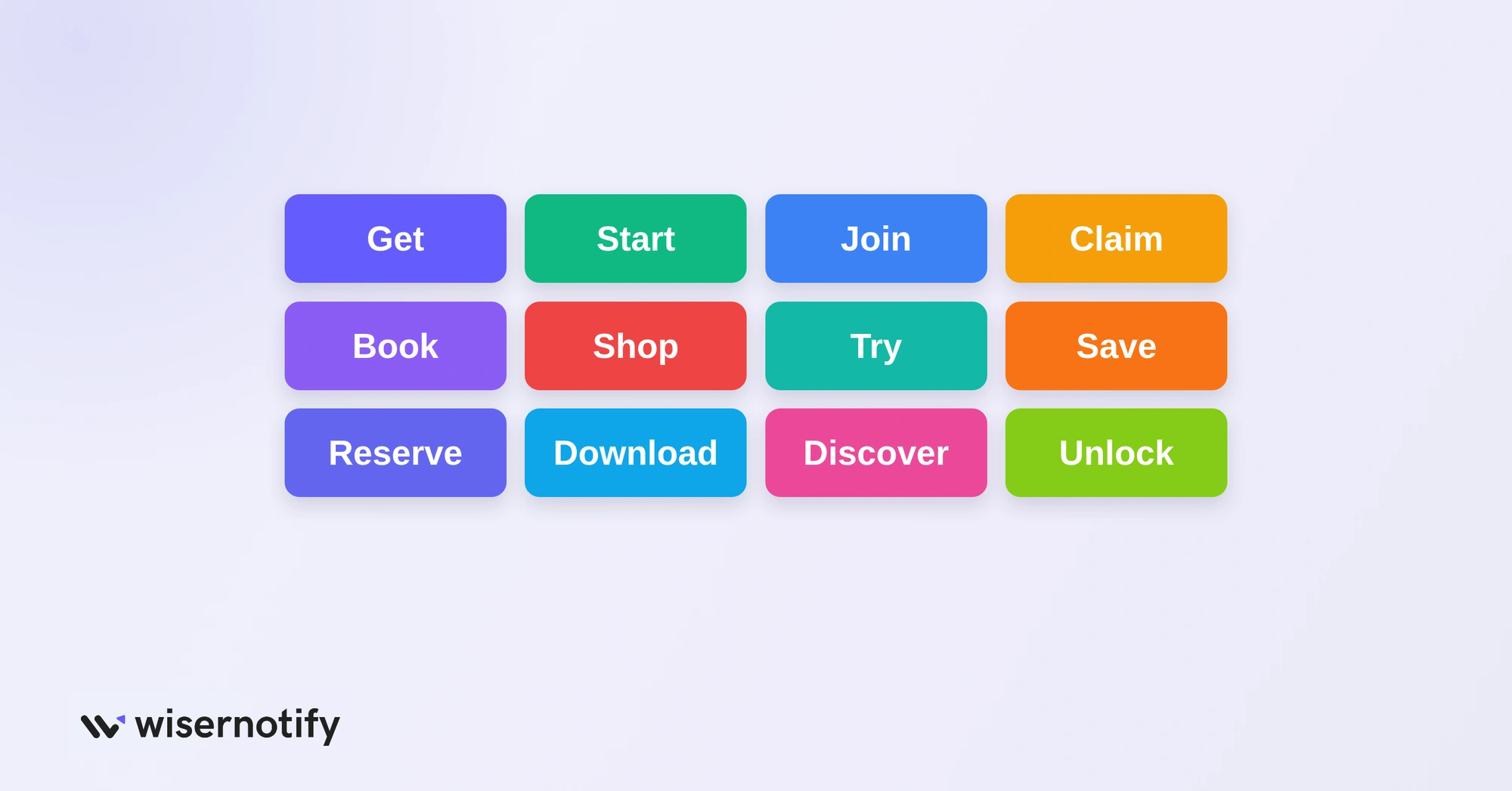 Twelve CTA verbs: get, start, join, claim, book, shop, try, save, reserve, download, discover and unlock