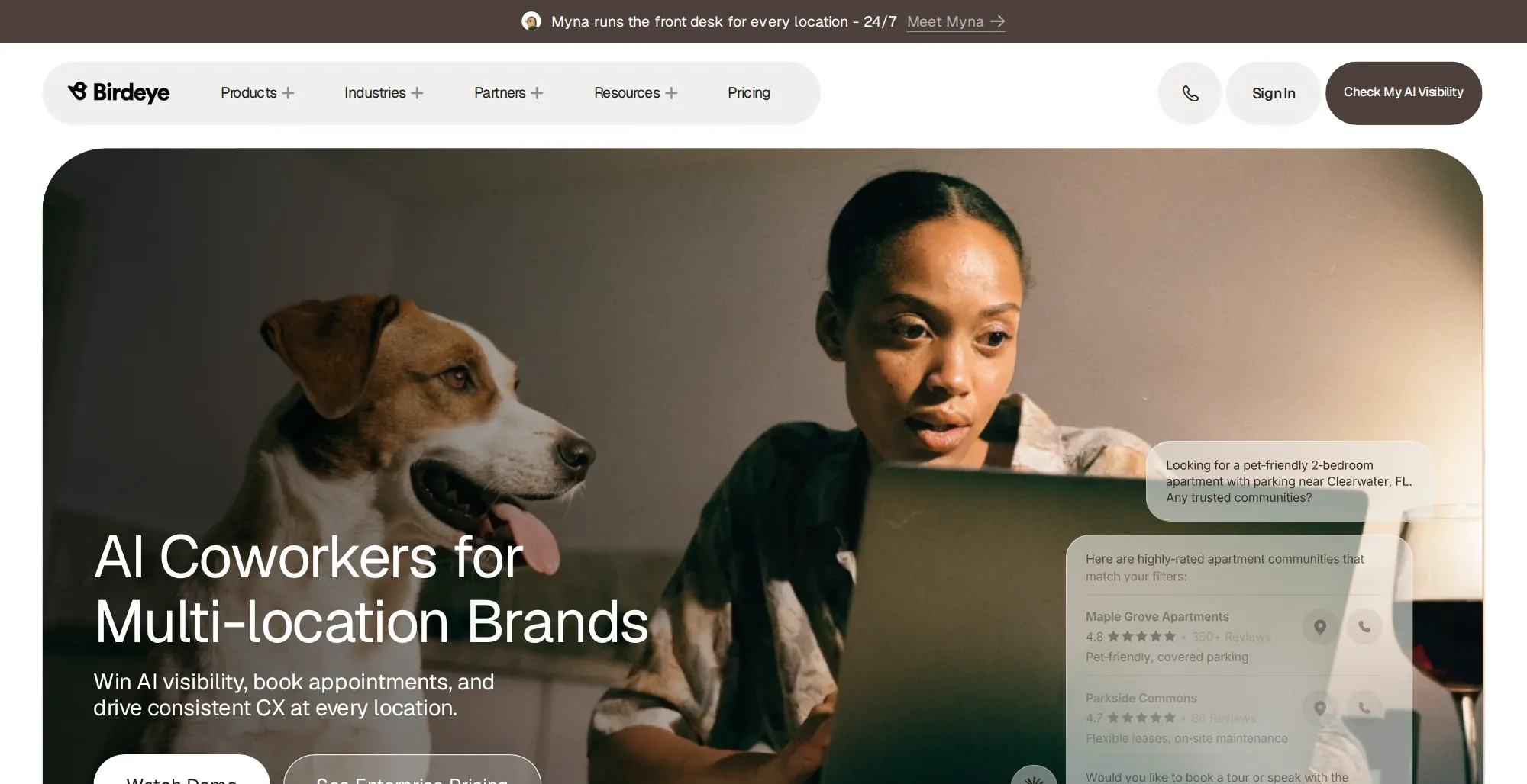 Birdeye homepage with the AI Coworkers for Multi-location Brands headline