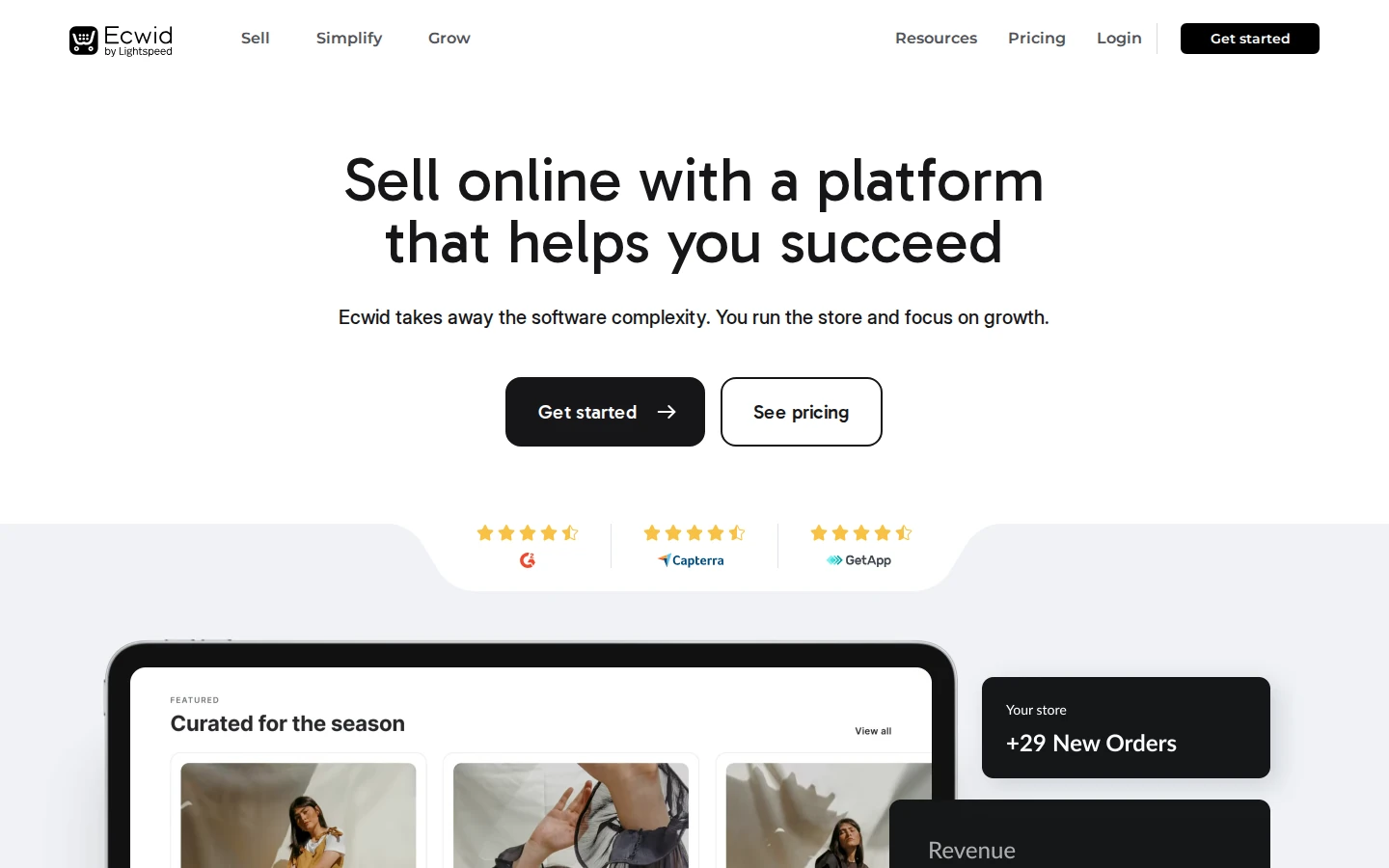 Ecwid by Lightspeed homepage