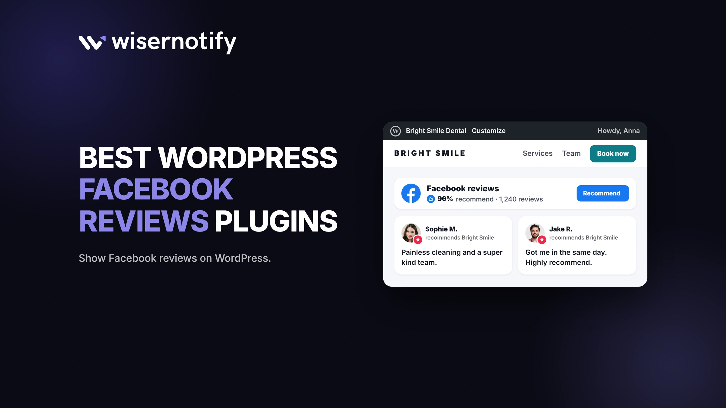 Best WordPress Facebook reviews plugins: Facebook recommendations shown on a WordPress business site