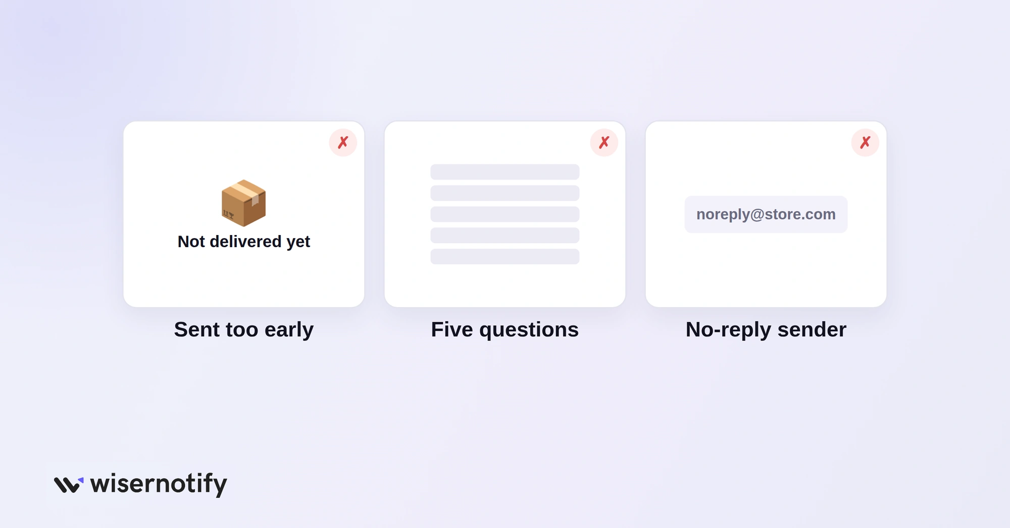 Feedback email mistakes: sent too early, five questions and a no-reply sender