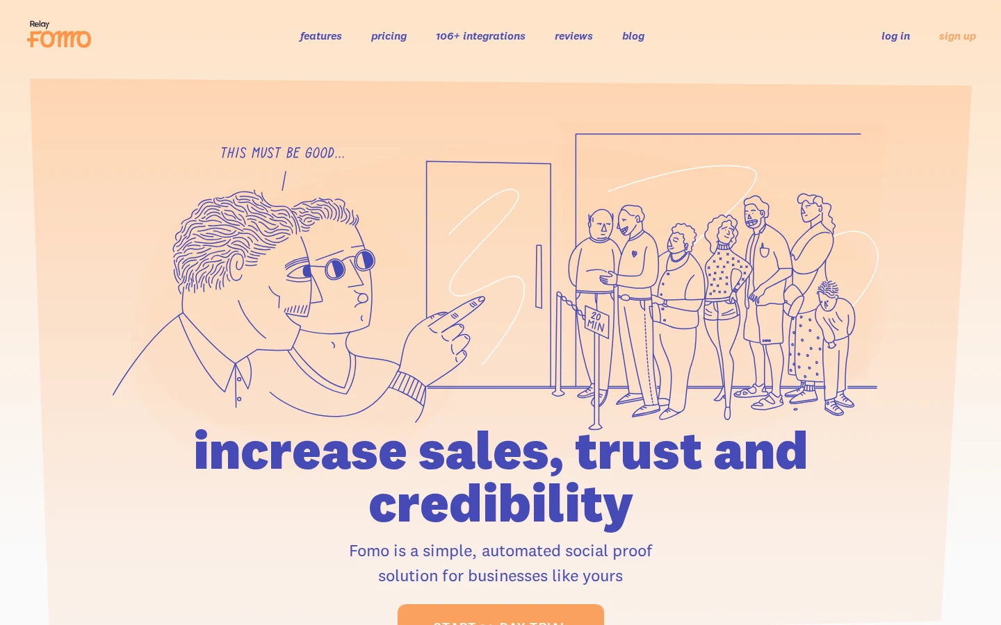 Fomo homepage: increase sales, trust and credibility