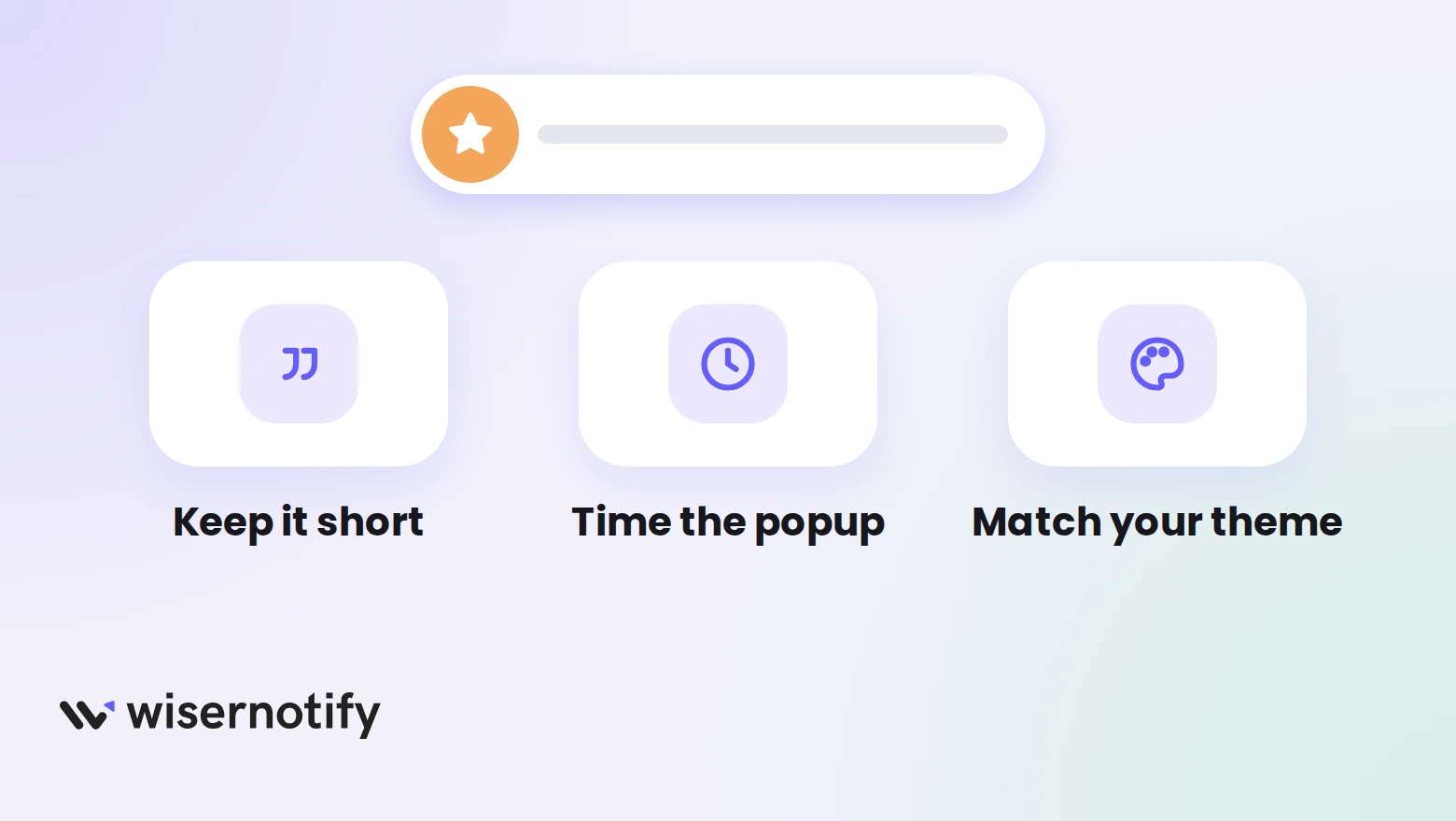A review notification above three tips: keep it short, time the popup and match your theme
