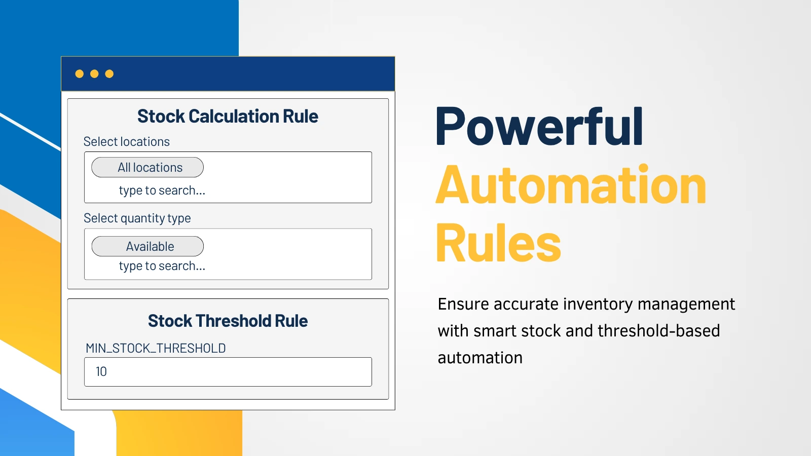 iAlert stock calculation and threshold rules with location and quantity type settings