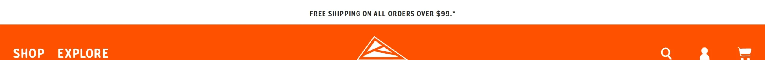 Kelty store header with a Free Shipping on All Orders Over $99 announcement bar above the menu