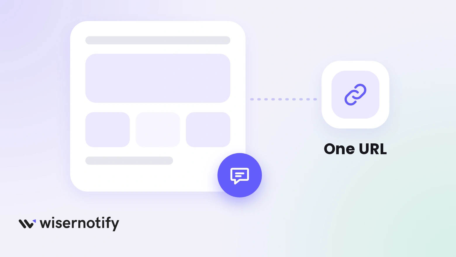 A one-page site with a floating chat bubble, linked to a single URL