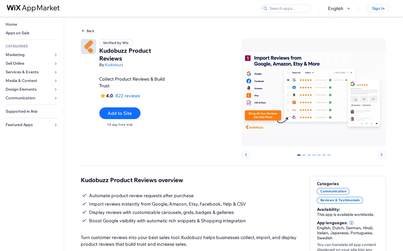 Kudobuzz Reviews on the Wix App Market