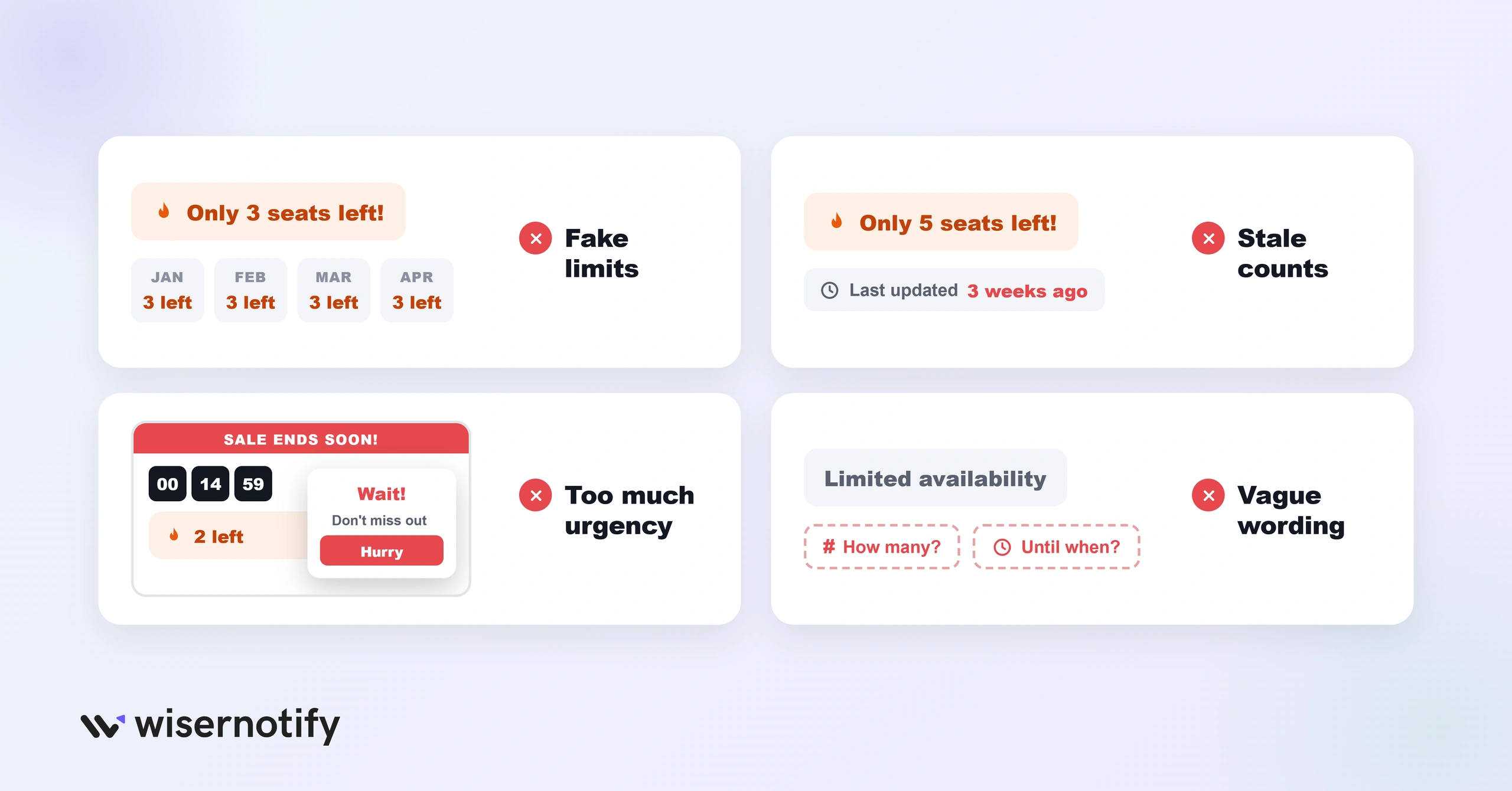 Limited seats mistakes: fake limits, stale counts, too much urgency, and vague wording