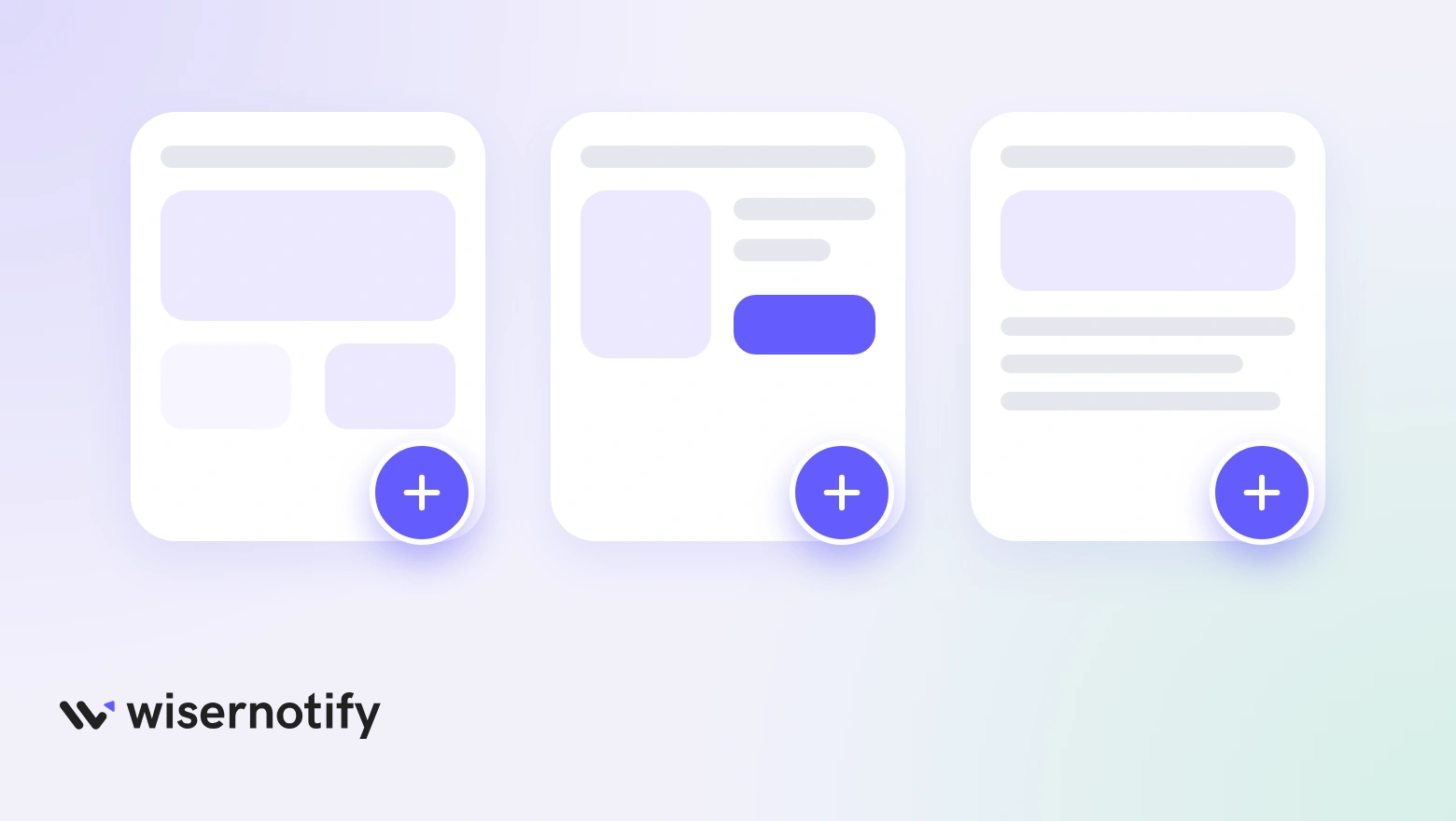 The same floating button in the corner of a home page, a product page and a blog post