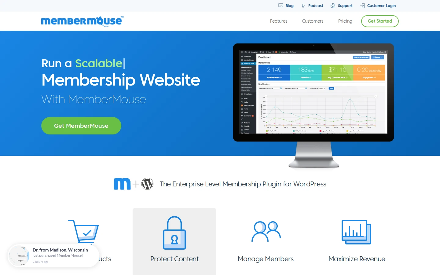 MemberMouse homepage