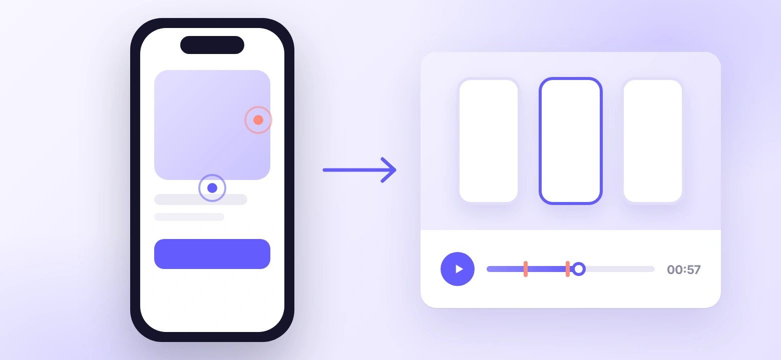 Mobile app session recording with tap points and replay