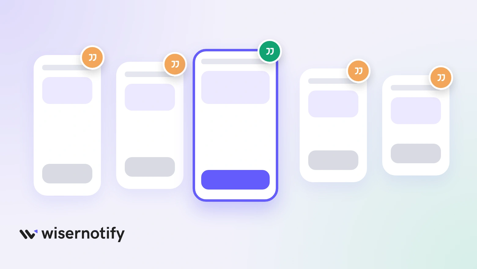 Five funnel pages in a narrowing row, each with a quote badge and the sales page highlighted