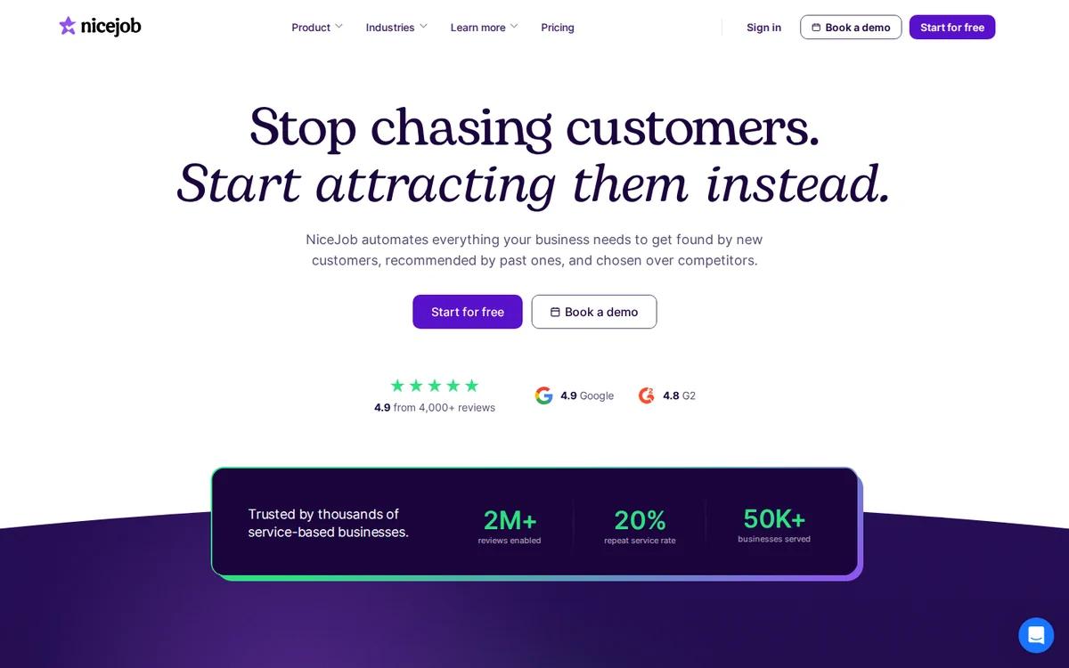 NiceJob homepage