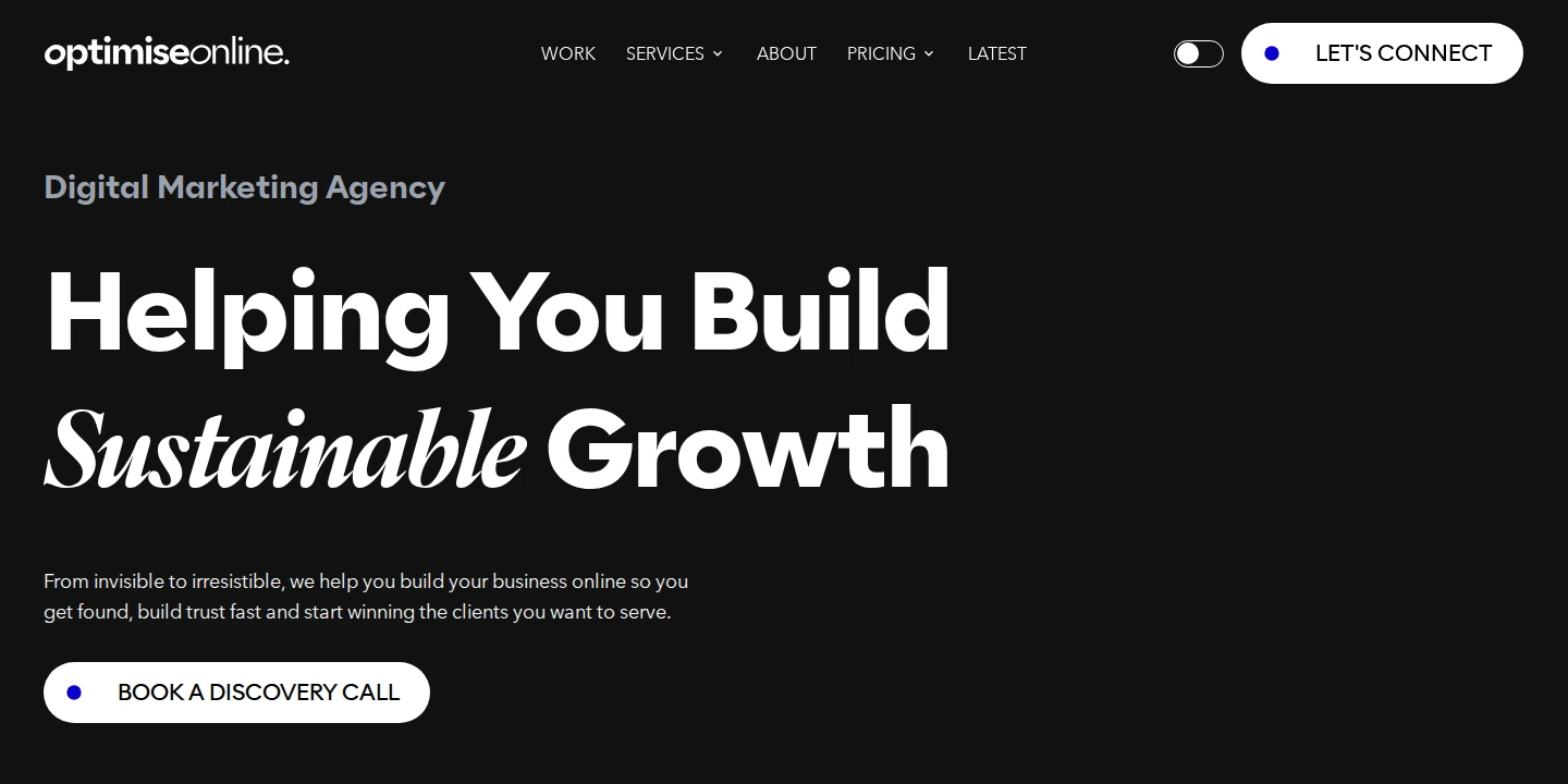 Optimise Online homepage