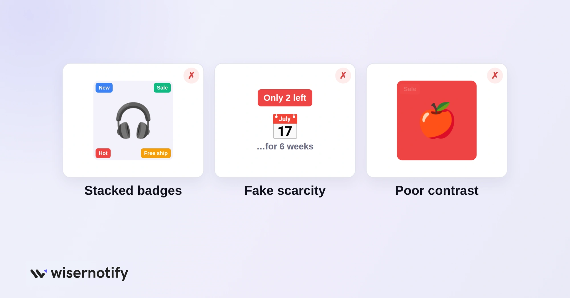 Product badge mistakes: stacked badges, fake scarcity and poor contrast